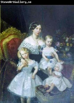 unknow artist Louise Marie Therese d'Artois, Duchess of Parma with her three children